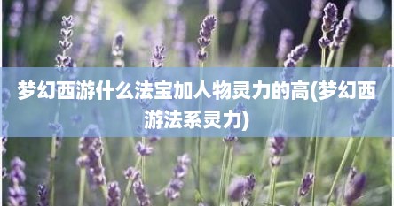 梦幻西游什么法宝加人物灵力的高(梦幻西游法系灵力)