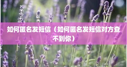 如何匿名发短信（如何匿名发短信对方查不到你）