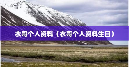 衣哥个人资料（衣哥个人资料生日）