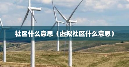 社区什么意思（虚拟社区什么意思）
