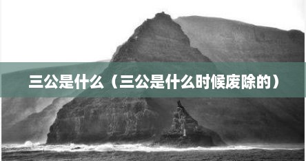 三公是什么（三公是什么时候废除的）