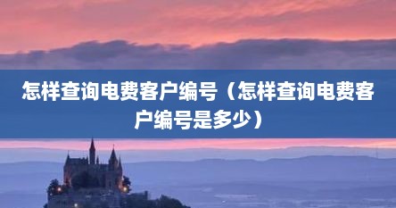 怎样查询电费客户编号（怎样查询电费客户编号是多少）