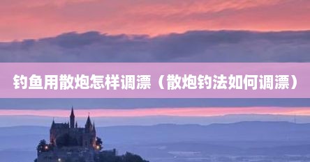钓鱼用散炮怎样调漂（散炮钓法如何调漂）
