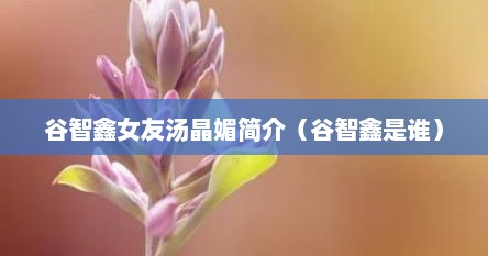 谷智鑫女友汤晶媚简介（谷智鑫是谁）