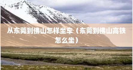 从东莞到佛山怎样坐车（东莞到佛山高铁怎么坐）