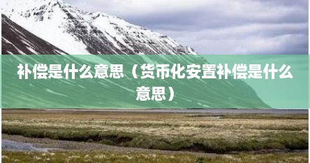 补偿是什么意思（货币化安置补偿是什么意思）