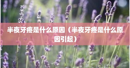 半夜牙疼是什么原因(半夜牙疼是什么原因引起)