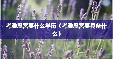 考雅思需要什么学历（考雅思需要具备什么）