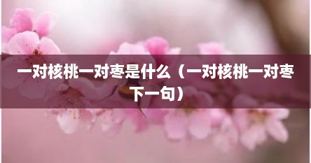 一对核桃一对枣什么意思（一对核桃一对枣猜一肖）