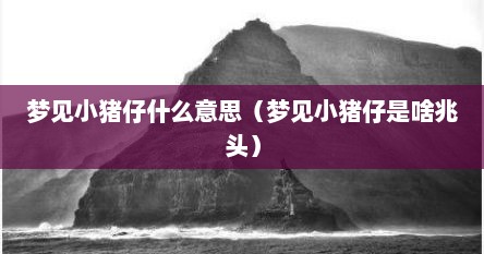 梦见小猪仔什么意思（梦见小猪仔是啥兆头）