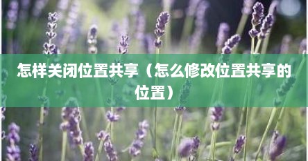 怎样关闭位置共享（怎么修改位置共享的位置）