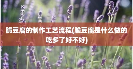 脆豆腐的制作工艺流程(脆豆腐是什么做的吃多了好不好)