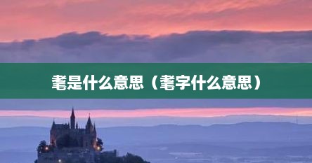 耄是什么意思（耄字什么意思）