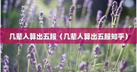 几辈人算出五服（几辈人算出五服知乎）