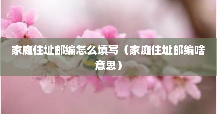 家庭住址邮编怎么填写（家庭住址邮编啥意思）