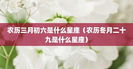 农历三月初六是什么星座（农历冬月二十九是什么星座）
