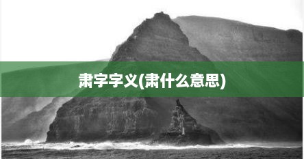 肃字字义(肃什么意思)
