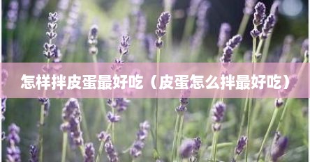怎样拌皮蛋最好吃（皮蛋怎么拌最好吃）