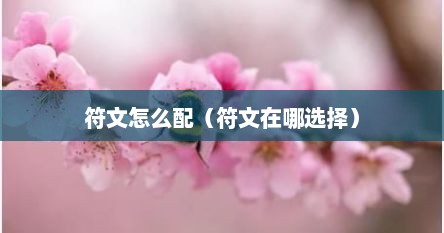 符文怎么配（符文在哪选择）