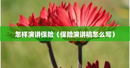怎样演讲保险（保险演讲稿怎么写）