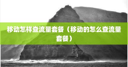 移动怎样查流量套餐（移动的怎么查流量套餐）