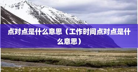 点对点是什么意思（工作时间点对点是什么意思）