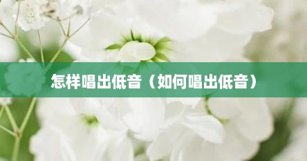 怎样唱出低音（如何唱出低音）