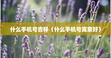 什么手机号吉祥（什么手机号寓意好）
