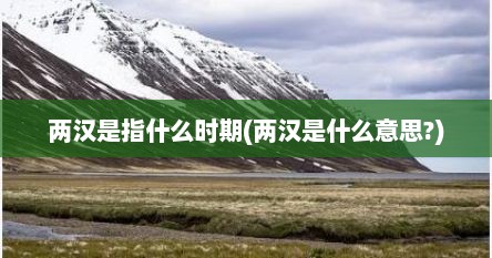 两汉是指什么时期(两汉是什么意思?)