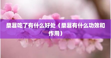 桑葚吃了有什么好处（桑葚有什么功效和作用）