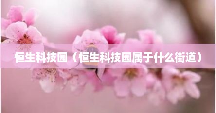 恒生科技园（恒生科技园属于什么街道）