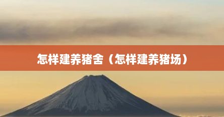 怎样建养猪舍（怎样建养猪场）