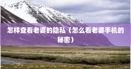 怎样查看老婆的隐私（怎么看老婆手机的秘密）