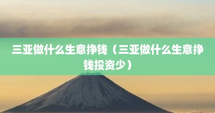 三亚做什么生意挣钱（三亚做什么生意挣钱投资少）
