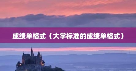 成绩单格式（大学标准的成绩单格式）