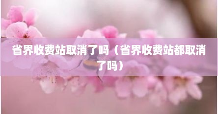 省界收费站取消了吗（省界收费站都取消了吗）
