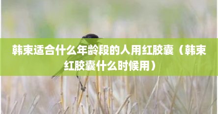 韩束适合什么年龄段的人用红胶囊（韩束红胶囊什么时候用）