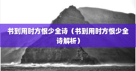书到用时方恨少全诗（书到用时方恨少全诗解析）