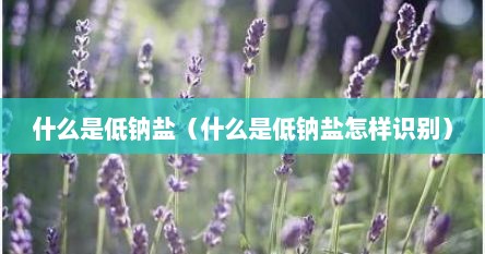 什么是低钠盐（什么是低钠盐怎样识别）