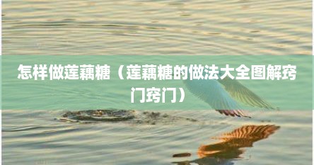 怎样做莲藕糖（莲藕糖的做法大全图解窍门窍门）
