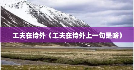 工夫在诗外（工夫在诗外上一句是啥）
