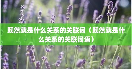 既然就是什么关系的关联词（既然就是什么关系的关联词语）