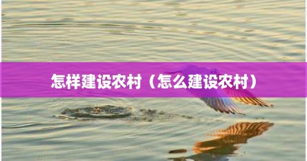 怎样建设农村（怎么建设农村）