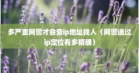 多严重网警才会查ip地址找人（网警通过ip定位有多精确）