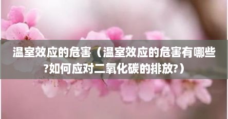 温室效应的危害（温室效应的危害有哪些?如何应对二氧化碳的排放?）