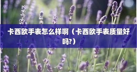 卡西欧手表怎么样啊（卡西欧手表质量好吗?）
