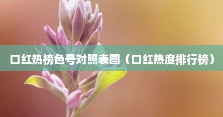 口红热榜色号对照表图（口红热度排行榜）
