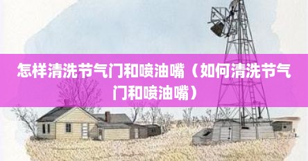 怎样清洗节气门和喷油嘴（如何清洗节气门和喷油嘴）