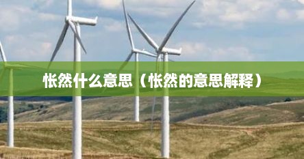 怅然什么意思（怅然的意思解释）