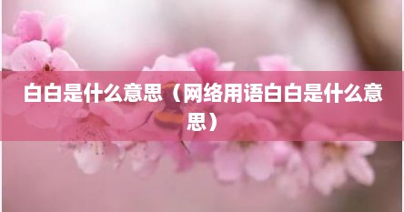 白白是什么意思（网络用语白白是什么意思）